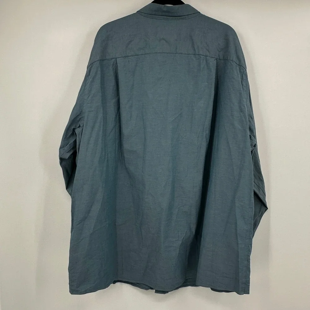 Oak Hill Men Big & Tall 19 37/38 Classic Fit Easy Stretch Button Down Shirt Blue